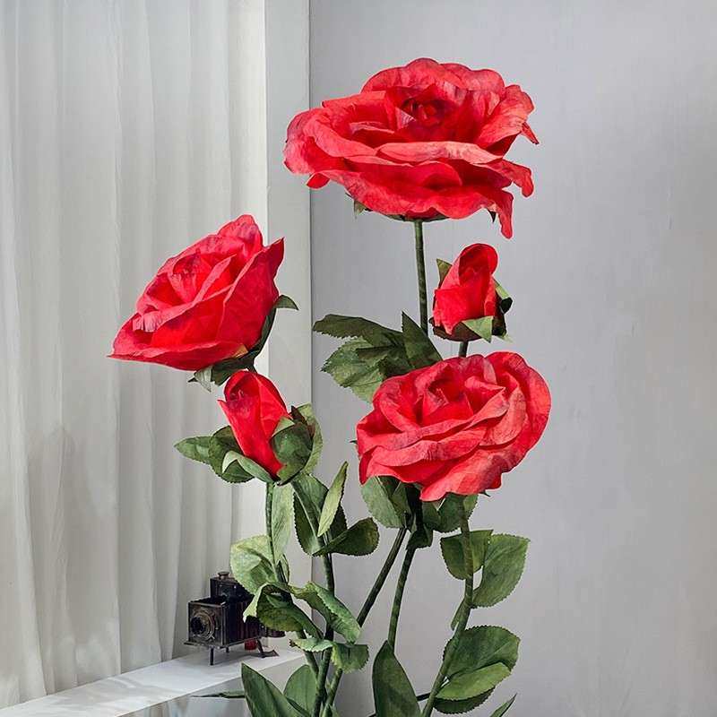 大网型仿真玫瑰花bj202210手工纸艺花商场橱纸窗美花陈红打卡点摄,家居饰品,餐桌花艺,淘宝优惠券,粉丝福利购,淘宝优惠卷