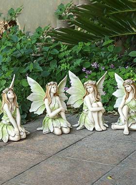 花园少女花仙子欧创意摆设家居ＱＴＹ71庭院别雕墅装式工艺品树脂