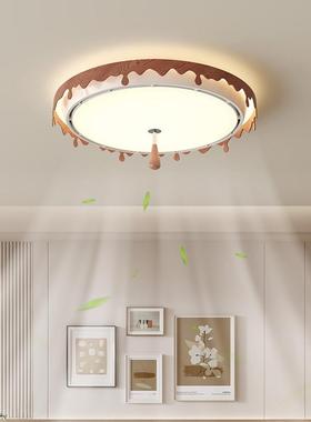 新款简创意圆形眼胡木纹全光谱护无叶风扇灯智极能桃隐形电XLL吸