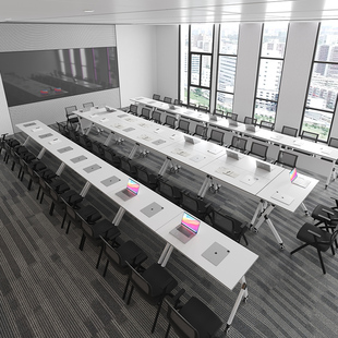 培训桌椅组合移动办公桌长条桌教育机构拼接会议桌折叠培训桌课桌