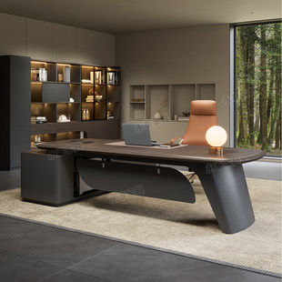 轻奢老板桌办公桌简约现代董事长总裁桌大班台经理办公室桌椅组合