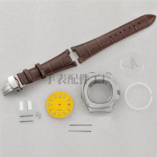 41mm鹦鹉螺表壳真皮皮带适合NH35/36机芯31mm手表面针