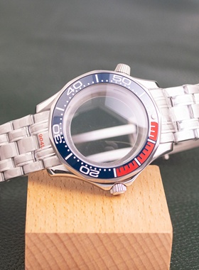 41mm壳海马壳带套装钢色黑色不锈钢带蓝宝石防水壳适合NH35/NH36