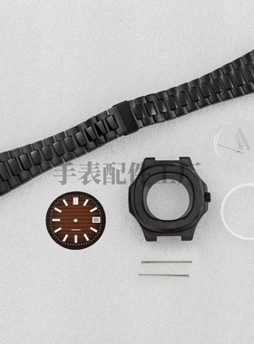 黑色表壳带配件41mm蓝宝石玻璃鹦鹉螺表壳带适装NH36/NH38机芯