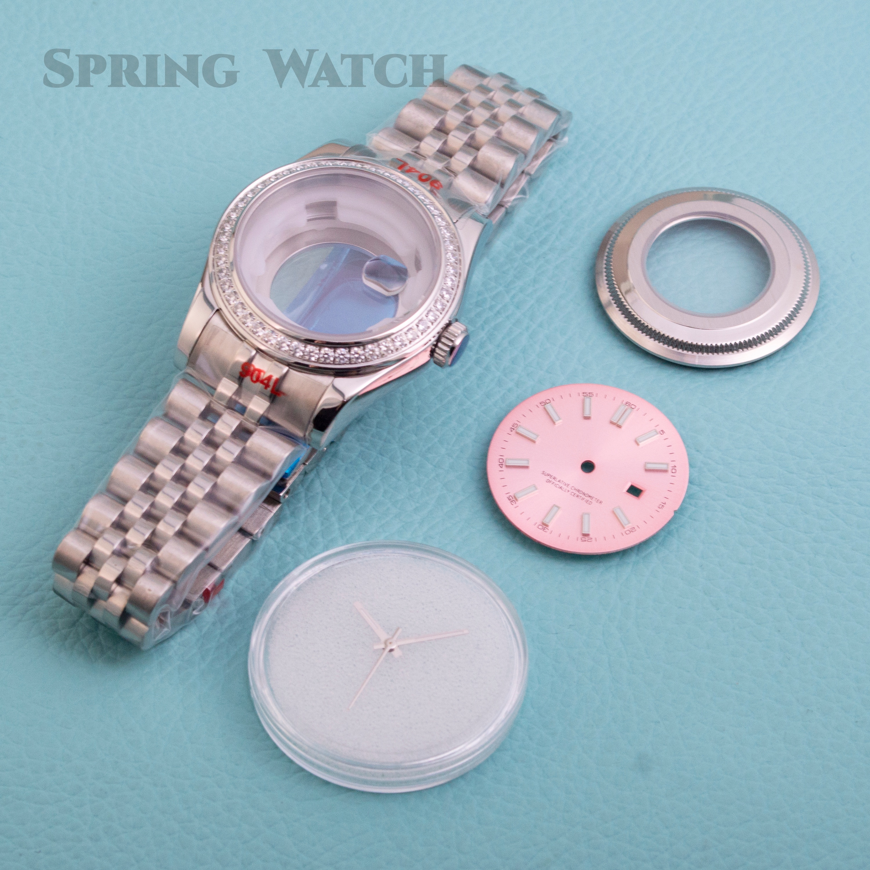 33mm手表壳钻石手表壳女士手表壳带精钢蓝宝石表壳配NH05/NH06