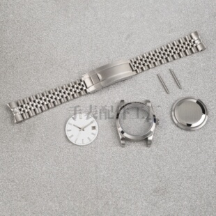 手表改装配件斜边圈日志表壳36/39mm精钢表壳表带适装NH35/36机芯