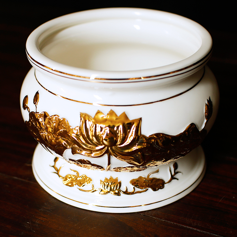 极速真金莲花香炉白瓷供佛家用陶瓷E室内佛具插香居室贡奉观音小