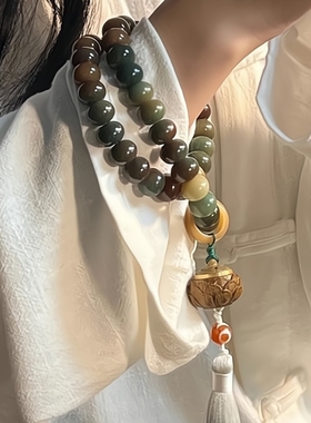 极速敦煌问天菩提根手持手串女生盘玩文玩风化白玉菩提Y子手链男