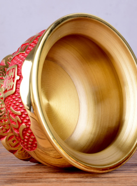 新品中式家用玄关客厅办公室店y铺前台装饰摆件黄铜聚宝盆开业礼