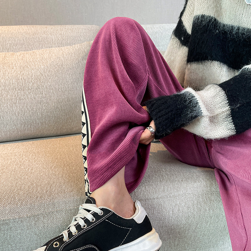 极速雪尼尔阔腿裤女秋冬休闲直筒裤子2022新款冬季V加绒加厚灯芯