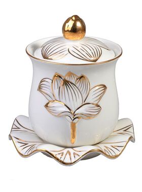 新品供佛水杯大号家用供杯莲花杯观音大悲K水供杯陶瓷净水杯佛前