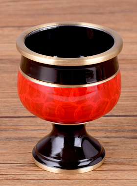 新品家用供奉关公节庆高脚铜酒杯茶杯纯铜烤漆财神关X公土地供杯