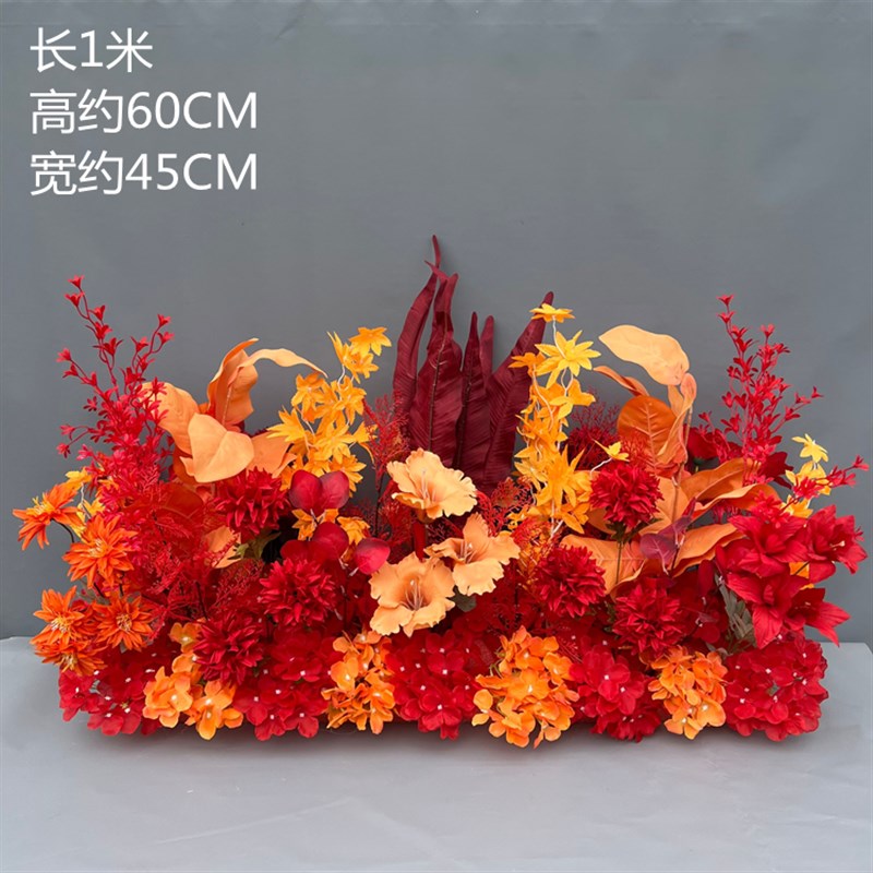 极速新款婚庆大款鸟巢叶地排花仿真绢花成品装饰R尤加利花排T台路