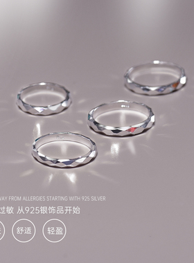 极速纯银戒指女小众设计轻奢冷淡风F时尚个性波光粼粼钻光食指指