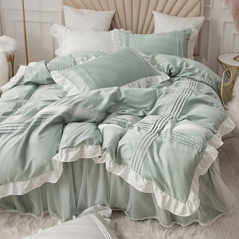 极速秋冬蕾丝四件套少女心全棉纯棉床裙款公主P风花边被套床罩床