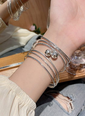 极速多圈铃铛手链女ins小众设计感闺蜜百搭手饰简约轻.奢冷淡风手