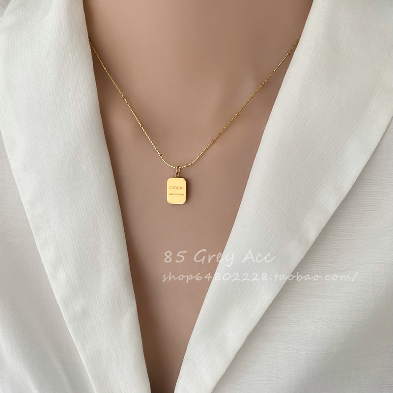 极速简约小金砖项链女冷淡风气质百搭H锁骨链钛钢不掉色轻奢设计