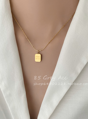 极速简约小金砖项链女冷淡风气质百搭H锁骨链钛钢不掉色轻奢设计