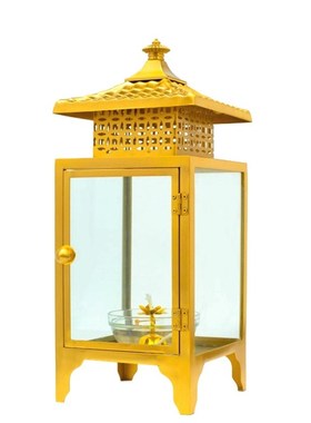 极速佛具纯铜g四面玻璃铜天灯佛堂居家方盖防风灯罩灯框酥油灯座