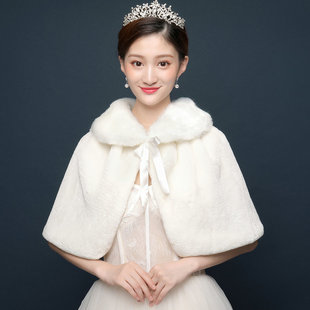 极速保暖毛披肩2020新款 披 新娘婚纱头纱婚纱礼服配件热X销秋冬季