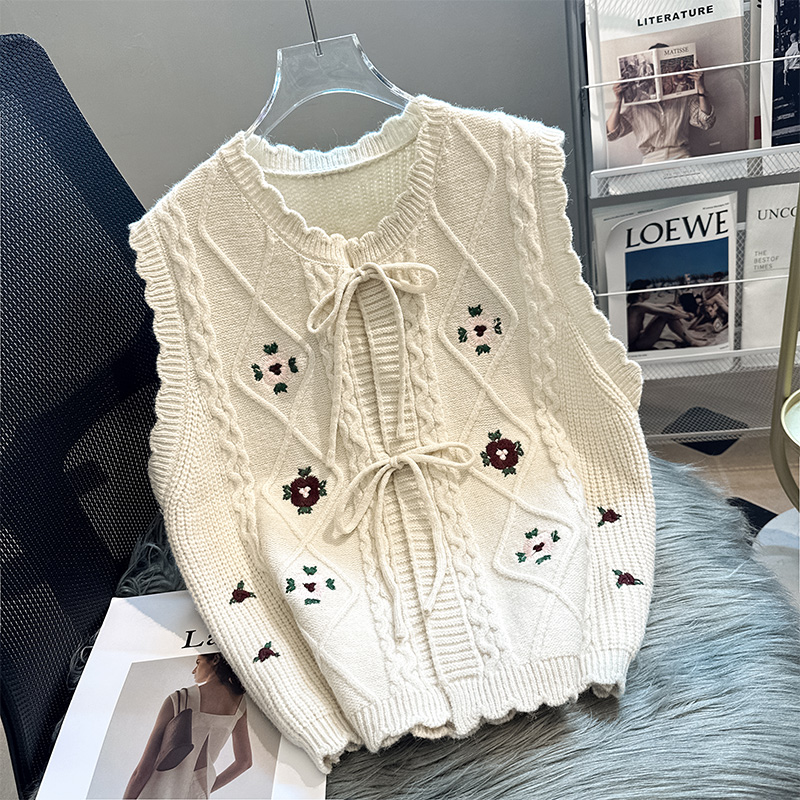 极速针织马甲背心女装秋装2023年新款坎肩毛衣衬T衫假两件套装上