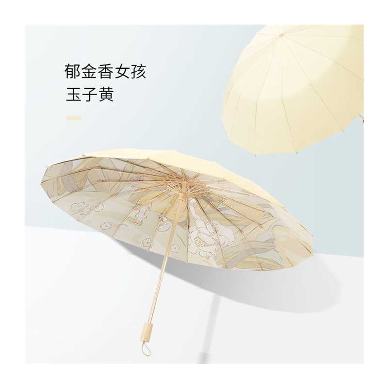 极速圣比托遮阳伞防晒抗qUV女晴雨两用折叠加大结实16骨彩胶遮阳