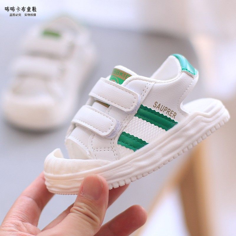新品儿童夏e季男童凉鞋0一3岁半女童宝宝软底小童学步包头小白透
