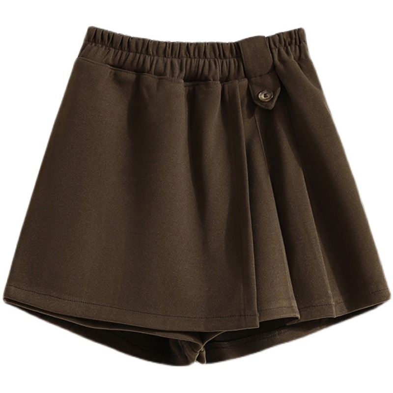 极速大码2023春季新款胖妹妹女装纯F色时尚别致宽松洋气高腰A字短