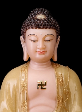 极速汉白a玉释迦牟尼佛像居家供奉阿弥陀佛药师佛娑婆三圣佛像桌