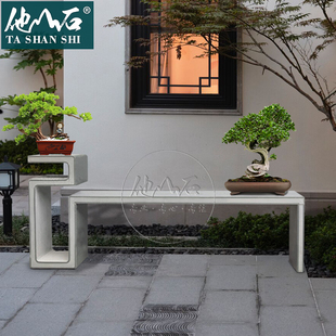 户外庭院造景仿古花盆底座 石雕青石花架盆栽摆件底座花岗岩新中式