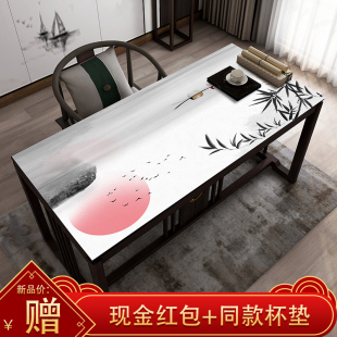 办公室桌垫茶几桌布防水防油免洗长方形家用写字台桌面垫子 新中式