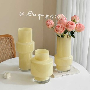 法式 饰高级感 中古不规则玻璃花瓶摆件简约ins家居玄关客厅花器装