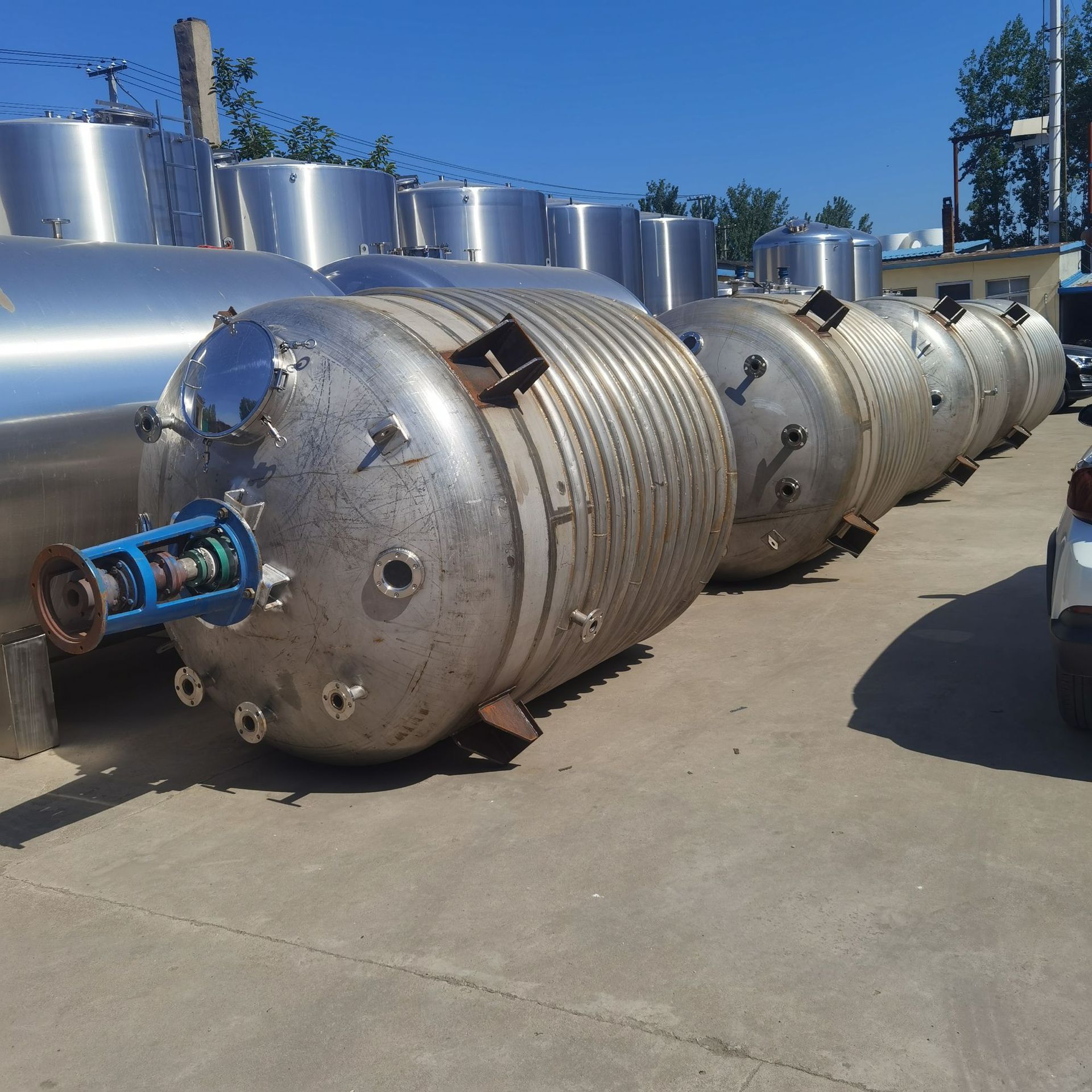 出售二手5吨不锈钢反应釜 二手外盘管导热油加热反应釜 大威