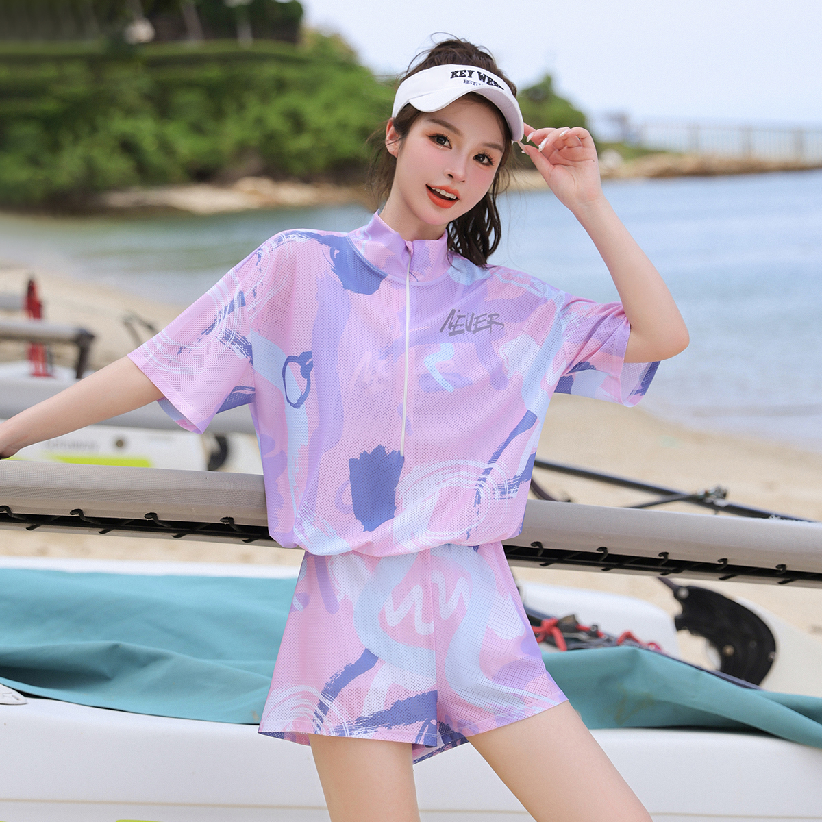 泳衣女保守分体三件套2025新款微胖女孩遮肉女士游泳衣高级感泳装