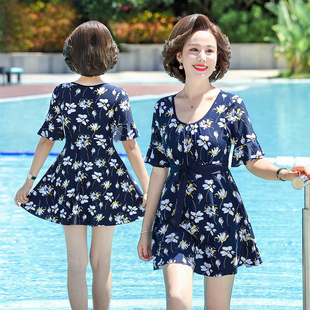 温泉泳装 妈妈泳衣女2026新款 中老年遮肚显瘦保守分体高级感大码