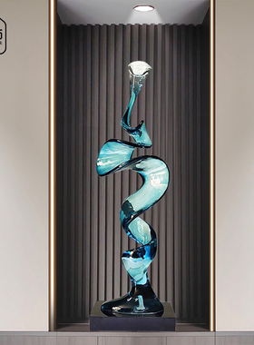 透明树脂艺术雕塑竖高摆件酒店客厅玄关壁龛轻奢高级感细长装饰品