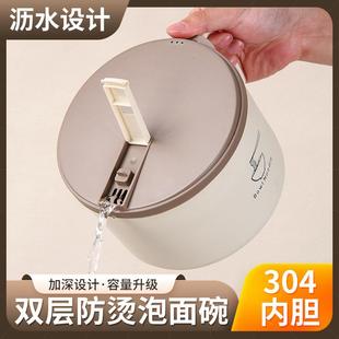 304不锈钢泡面碗学生带盖饭碗可沥水上班碗饭盒大容量礼品