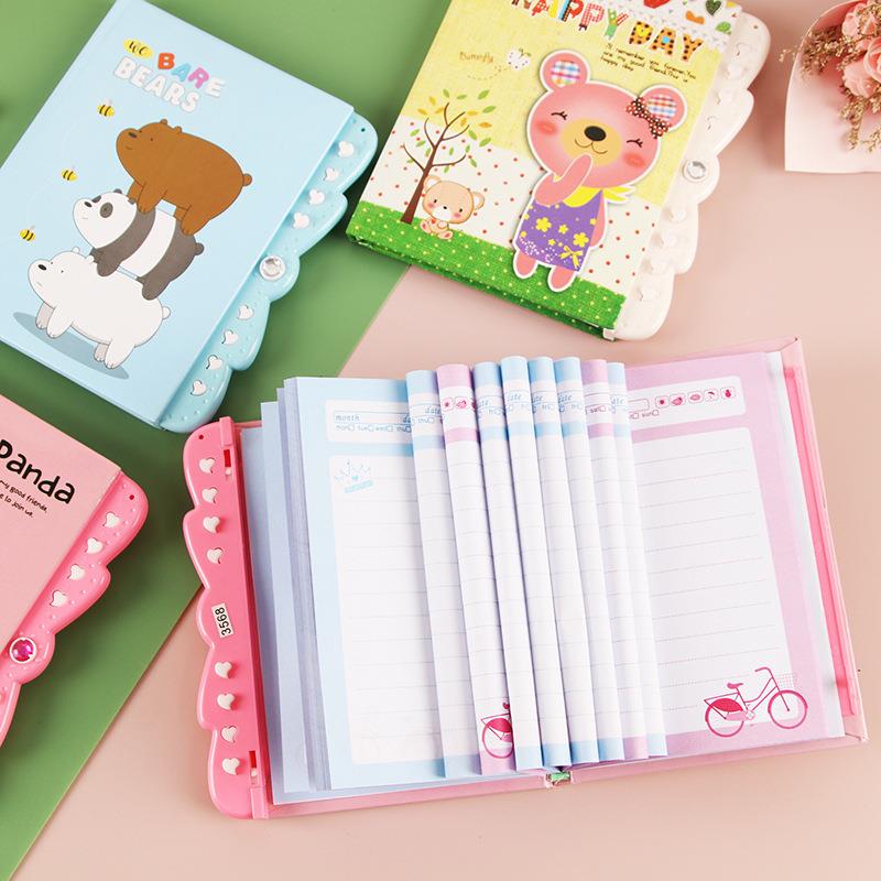 创意卡通儿童密码本少女心可爱日记本带锁学生笔记本文具用品