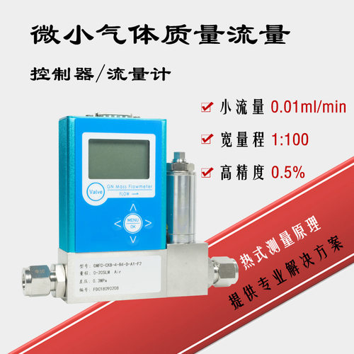 满量程高精度氢气氮气微小流量数显微小气体质量流量计控制器
