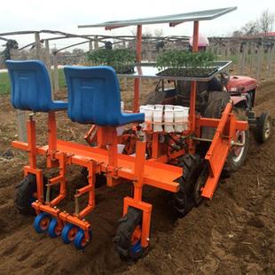 两行白菜苗移栽机株行距可调覆膜浇水施肥菜苗花苗移栽机器