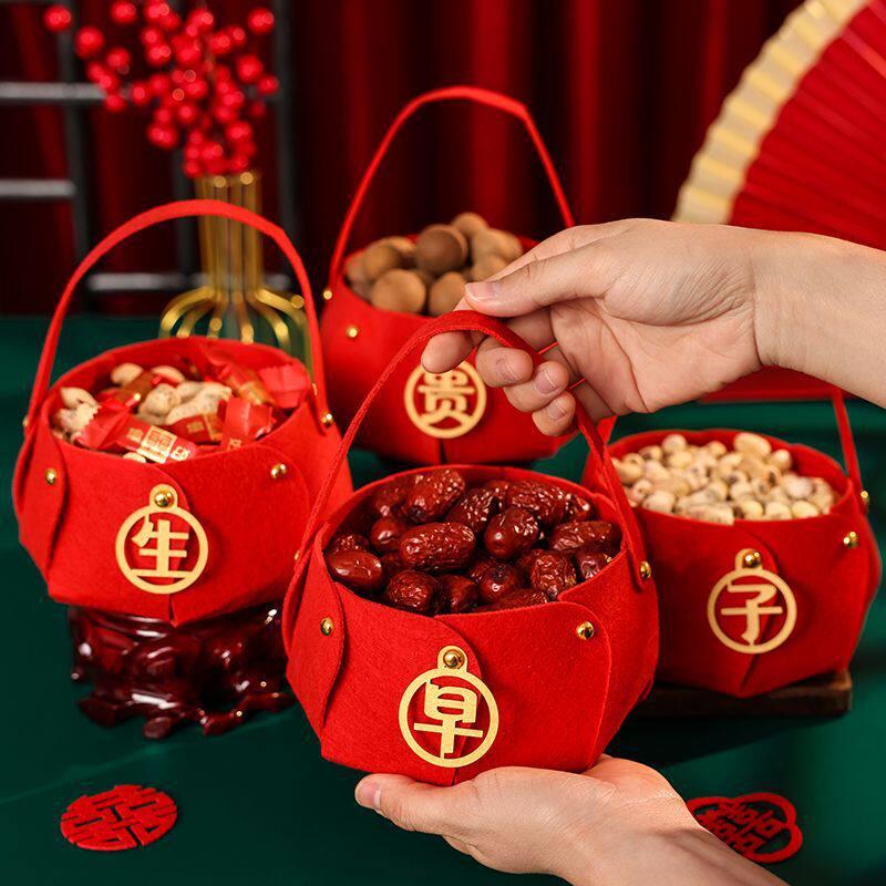 结婚用品大全早生贵子提篮模具压床娃娃摆件乾果盒订婚宴婚礼摆件