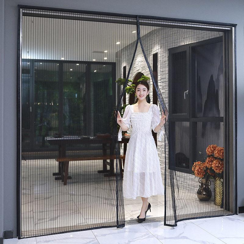 条纹防蚊门帘魔术贴免打孔大门卧室磁性纱窗卧室专用防蚊门帘