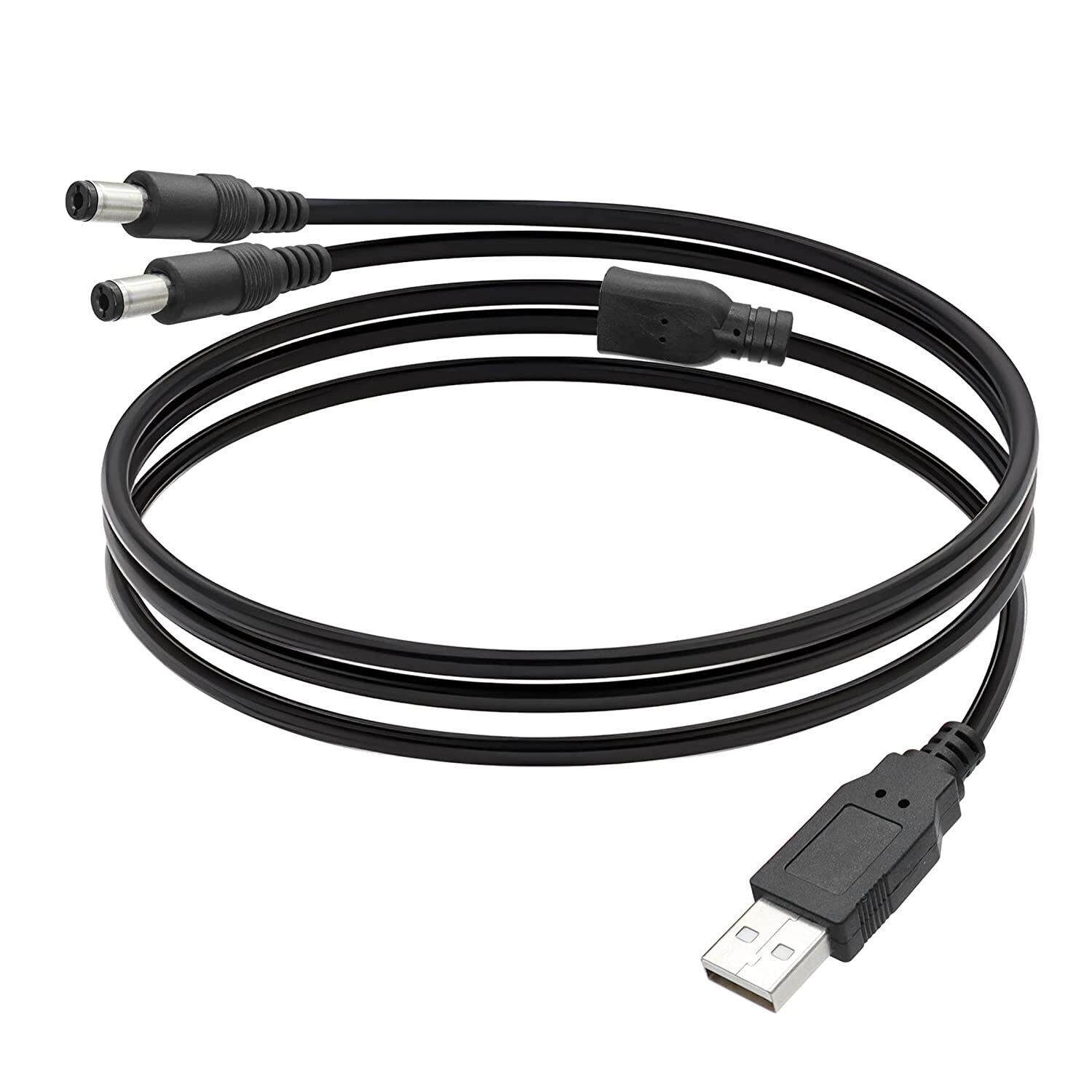 USB电源转换线USB转DC5.5*2.1mm电源线DC安防小家电1拖2线充电线