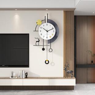 现代新中式钟表挂钟客厅家用静音装饰时尚餐厅创意时钟挂墙高级感