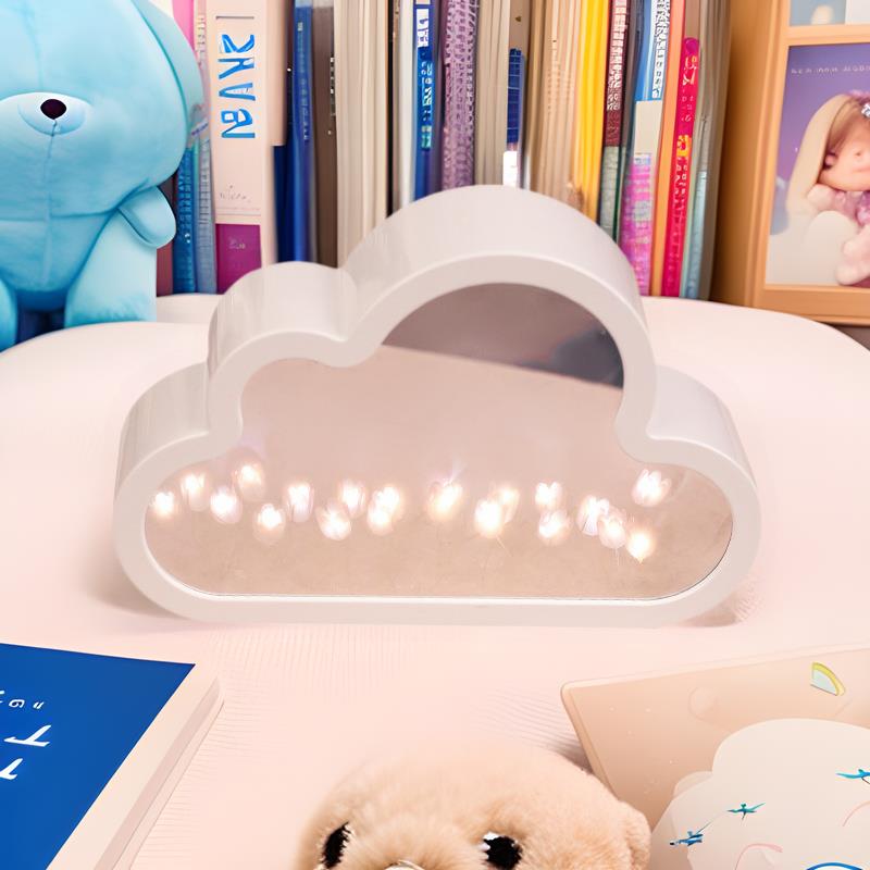 云朵郁金香镜子小夜灯材料包配件创意礼品摆件背板外框手工