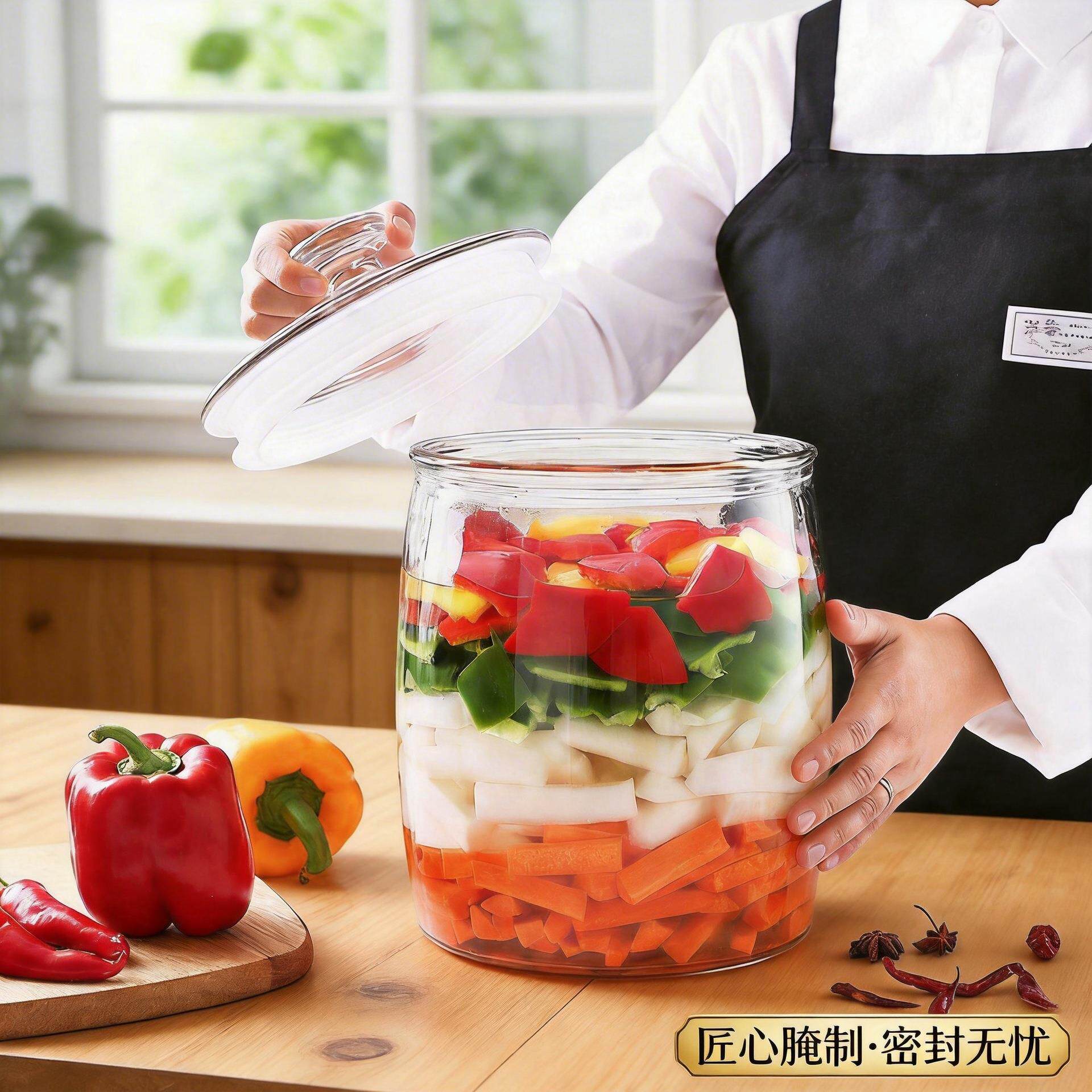 泡菜坛子腌制家用罐子加厚咸菜腌菜玻璃罐腊八蒜密封罐大防水