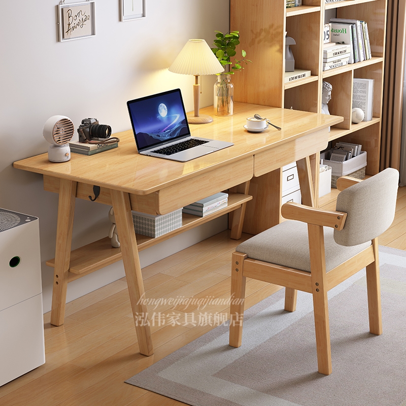 实木极窄电脑桌55cm宽简约办公桌小户型中学生学习桌家用靠墙书桌