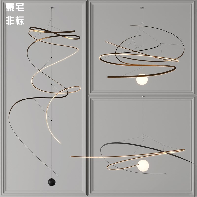 客厅灯2023年新款现代酒店大堂异形线条艺术设计师款楼梯餐厅定制