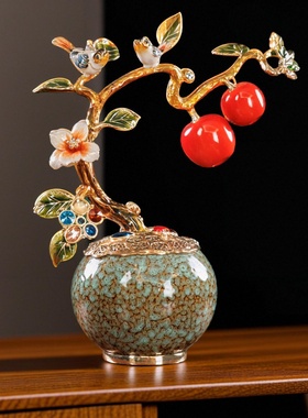 高端珐琅彩平安喜乐摆件客厅高档办公室装饰乔迁新居礼品开业礼物