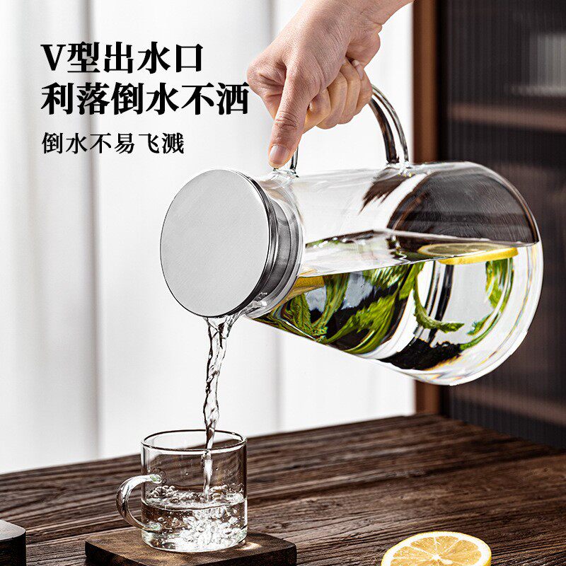 玻璃冷水壶家用食品级储水凉水冷泡壶大容量耐高温凉茶壶凉开水壶